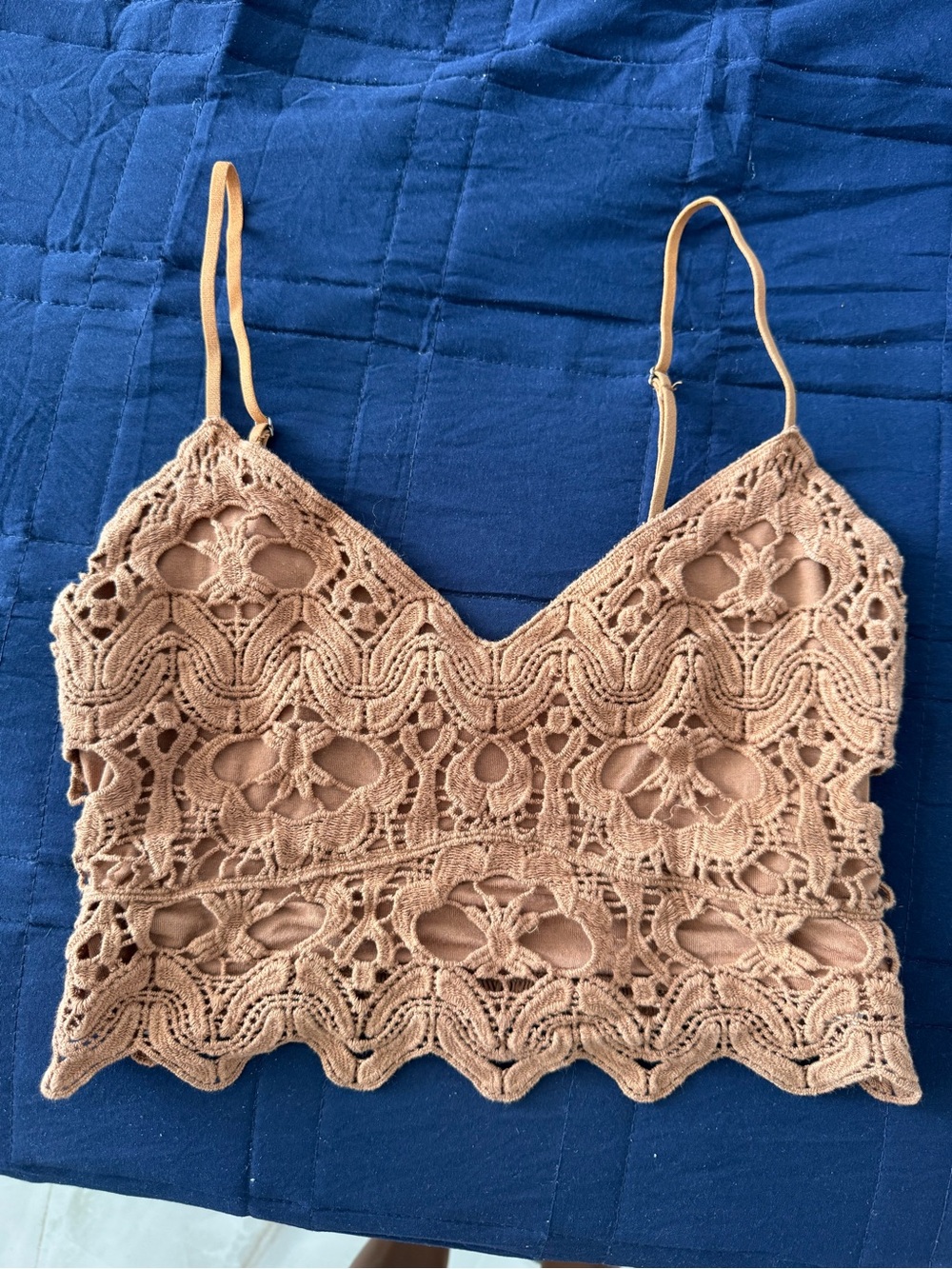 stradivarius Crochet Lace Camisole in Light Brown